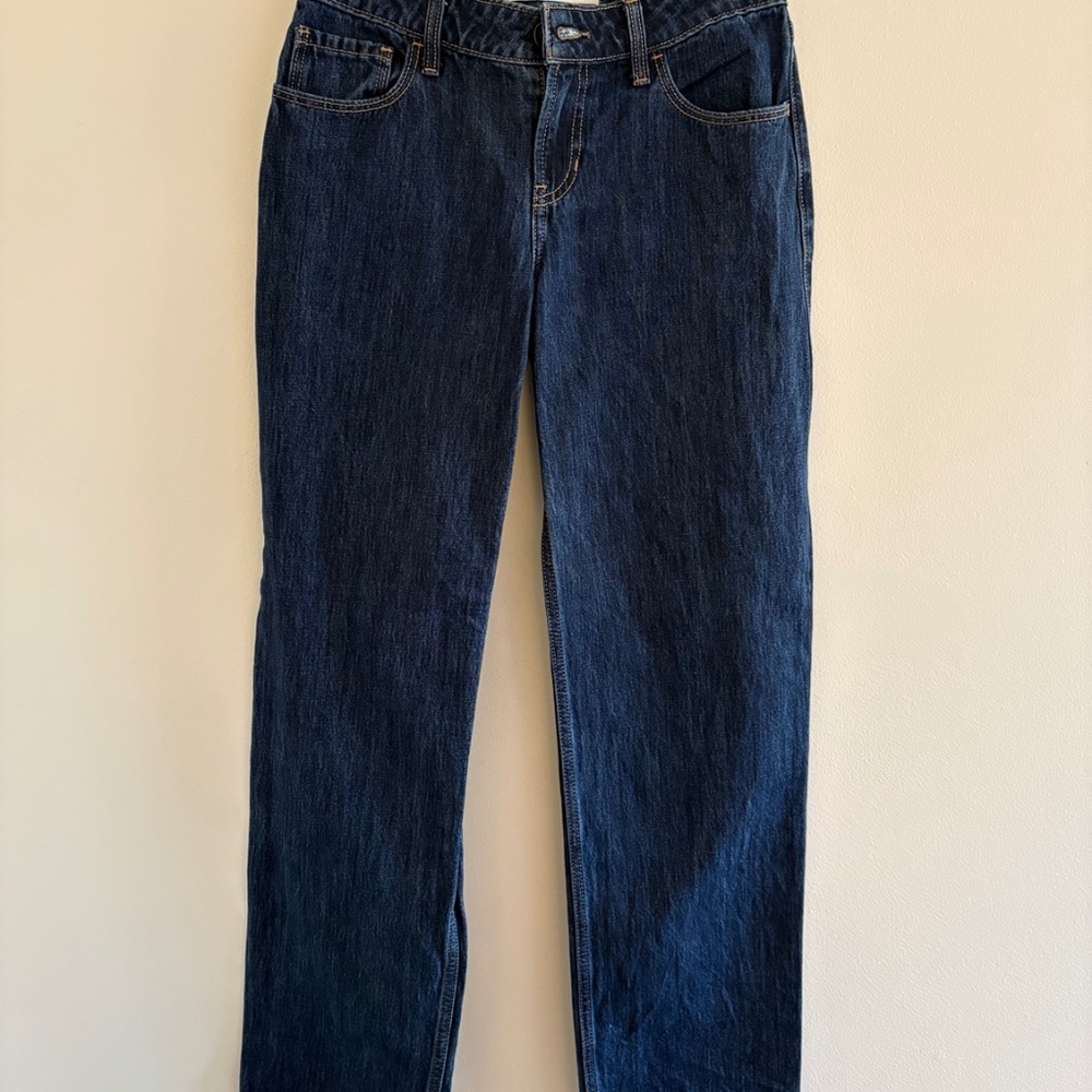 Hollister Y2K Low Rise Loose Straight Leg Jeans Dark Wash W25